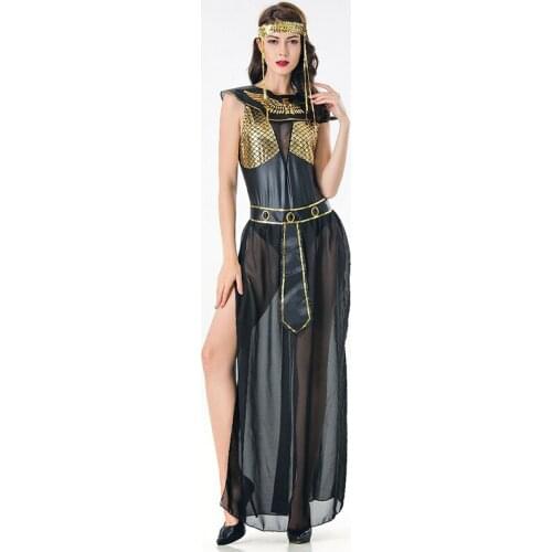 Gold / Black PVC & Mesh Athena Greek Goddess Costume Halloween Cleopatra Egyptian Princess Costumes For Role Playing Masquerade