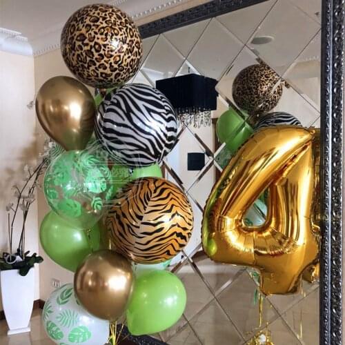 22Inch 4D Animals Striped Foil Balloon Jungle Safari Birthday Party Decorations Kids Baby Shower Helium Balloons Forest Globos