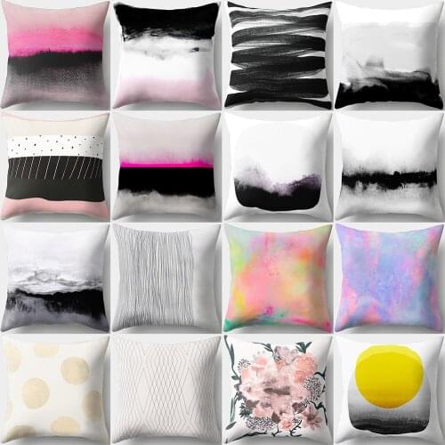 45x45cm Yellow Striped Pillowcase Geometric Throw Cushion Pillow Cover Printing Cushion Pillow Case Bedroom Office New