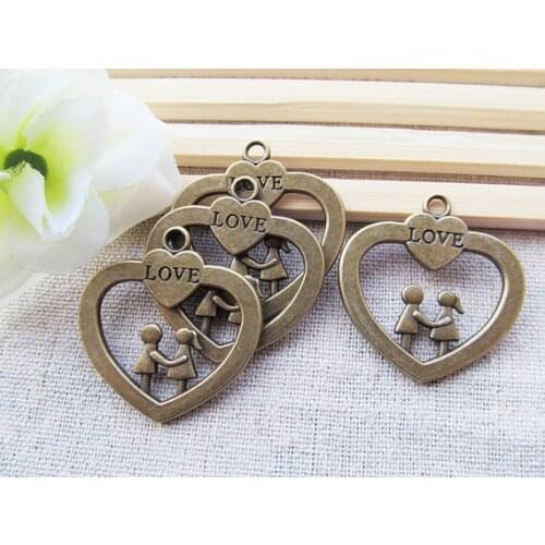 50pcs Antique Silver tone/Antique bronze Couple Love Boy/Girl Heart Connector Pendant Charm Finding,DIY Accessory Jewellry
