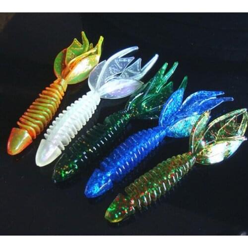5Pcs10cm 7.8g Soft Grub Scattered Tail Prawn Soft Plastic Artificial Lure Isca Pesca Soft Lure Fly Fishing Bait Fishing Tackle