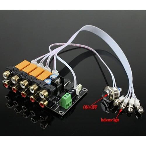 AC/DC 4 input 1 output Audio Input Signal Selector Relay Board Stereo Signal Switching Amplifier Board RCA For Speakers
