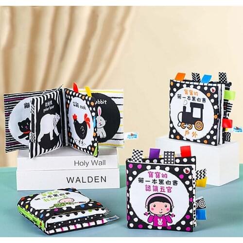 Baby Black and White Label Cloth Book Newborn Infant Early Learning Education Book Cloth Quiet Books for Children 1 2 3 Year old