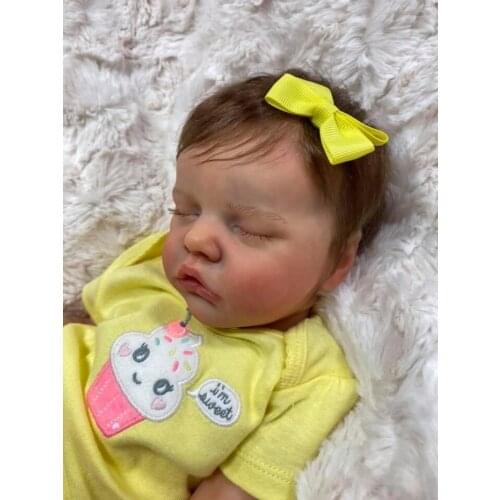Bebes 46 cm cloth body simulation baby rebirth doll small yellow hairpin childrens festival gift childrens growth playmate