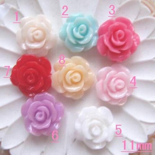 For DIY Nail Earring Decoration 100pcs Mixed 11mm Popular Flat Back Reisn Cabochon Flowers