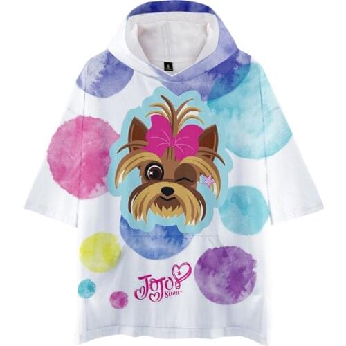 Jojo Siwa Cape Style Half Sleeve Loose Jumper Hooded T shirt Funny 3D Printing Tees Men Women Men Cotton Tee Summer Short Tees