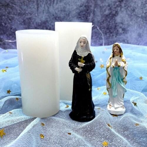 Baking Mold Food Grade Soft Silicone Mould 3D Nun Portrait Resin Decoration Plaster Creative Candle Molds Resin Artwork