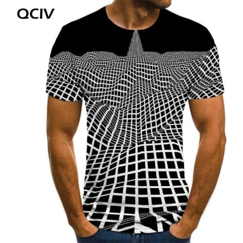 QCIV Dizziness T shirt Men Geometry T-shirts 3d Black And White Tshirts Casual Art Funny T shirts Mens Clothing Hip hop Fashion
