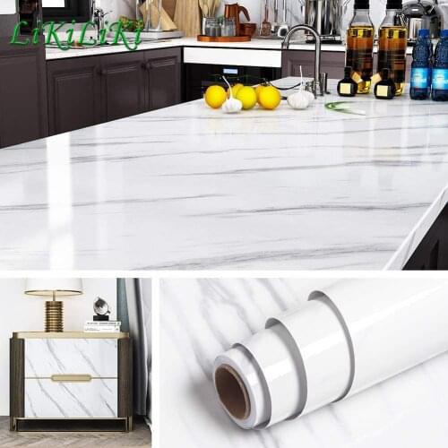 Kitchen Waterproof Oil-proof Stickers Self-Adhesive Marble Pattern Cabinets Countertop Wallpaper Bathroom Floor Renovation Film