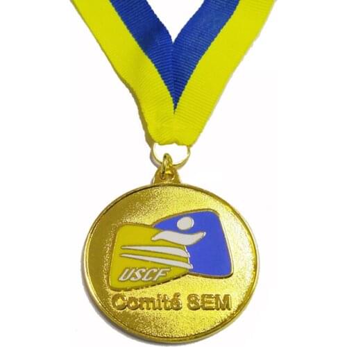 Customized Medal 2inches(50mm) Soft Enamel Shiny Gold Plating with Texture Medals