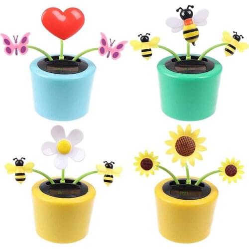 Cute Solar Dancing Flowerpot Toy Automatic Swing Car Ornaments Home Decoration For Home Family Gifts #20