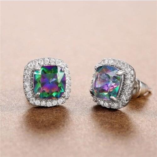 Fashionable Personality All-Match Jewelry Inlaid Square Zircon Earrings For Women Luxury Namour Charm Gift All Seasons