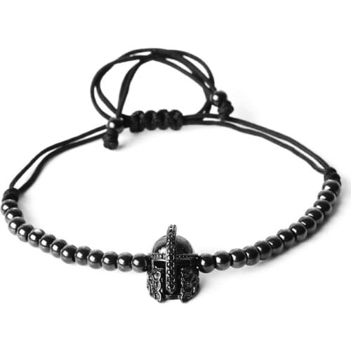 Beichong Anil Arjandas Men macrame bracelets Zircon Beads Roman Spartan Warrior Gladiador Helmet Bracelet Bangle