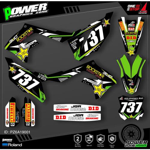 PowerZone Custom Team Graphics Decals Stickers Kit For Kawasaki Decal 2019 2020 2021 KXF450 2021 2022KXF250 001