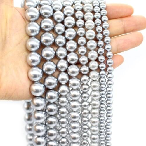 Oameusa Natural Round Gray Shell Beads Loose Beads For Jewelry Making Spacer Beads Accessories Diy Make