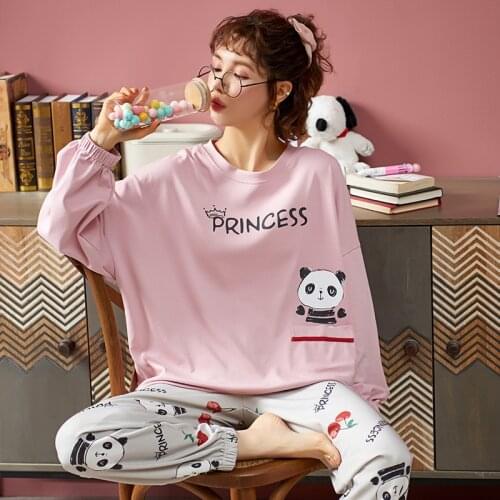 New Pajama Set Women Autumn and Winter Woman Nightgown Plus Size Cotton Pajamas Women Loose Version Home Service Pyjama Femme