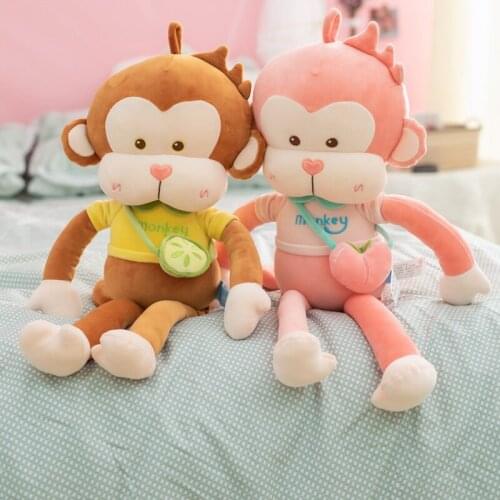 Cartoon Cute 50CM Plush Animals Monkey With Fruits Bags Super Soft High Quality Plushie Toys Girlfriend Valentines Gifts