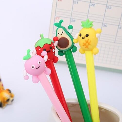 Fruit Gel Pen Student Stationery Cute Pens Novelty Kawaii Cool Pens 0.5mm Black Ink Office Gel Pen Cute Stationary Supplies
