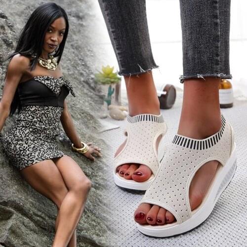 Plus Size Sandals Women 2021 Fashion Casual Platform Shoes Women Shoes Comfort Summer Soft Sport Sandals Breathable Sneakers