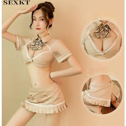 Sexy lingerie for women sex JK uniform sexy hollow backless Tights bag hip stewardess JK uniform temptation set Erotic lingerie