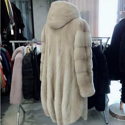 2018 new women mink fur coat long whole velvet outwear