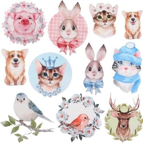 Cartoon Bird Animal Patch Cute Rabbit Thermo-stickers On Clothes Dog And Cat Heat Trandsfer Patch Animals Pactehs On Clothes