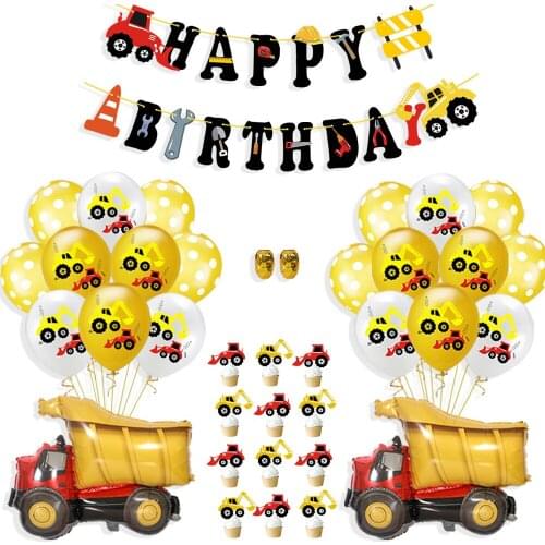 Transport bulldozers, Happy Birthday party , Boys Baby Gifts construction vehicle balloons, excavators, aluminum latex Balloons