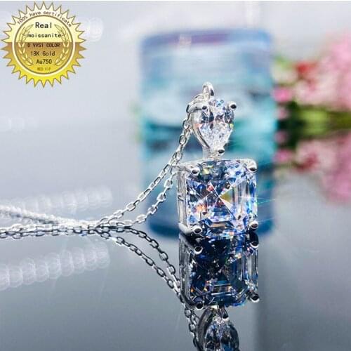 Solid Au750 18K gold Necklace moissanite 3.5ct Diamond DVVS color With national certificate 1019