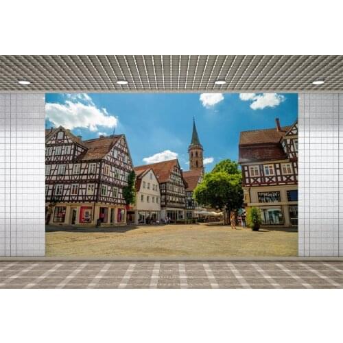 Lyavshi Backdrop Small Town Building Street Vinyl For Travel Photography Background Photo Studio Decoration Props