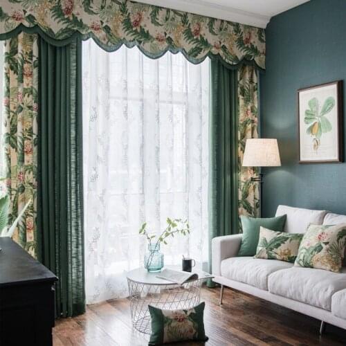 American Country Cotton Linen Garden Flower Bird Curtains for Living Room Bedroom Shading Light Luxury Classical Curtains Custom