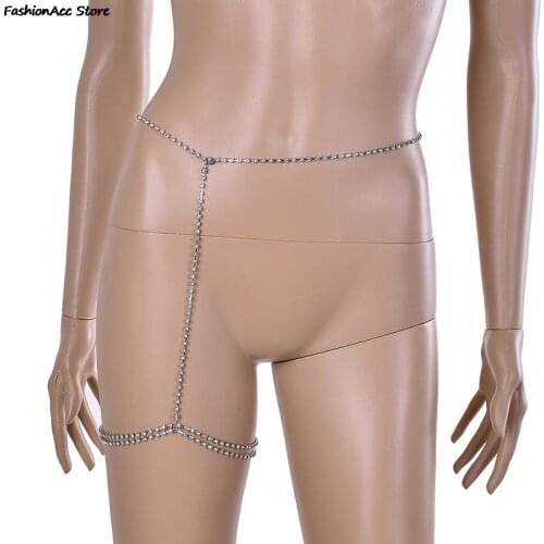 1PC Rhinestones Layered Waist Belly Chain Leg Thigh Chains Woman Sexy Beach Bikini Body Jewelry Leg Thigh Harness Jewelry