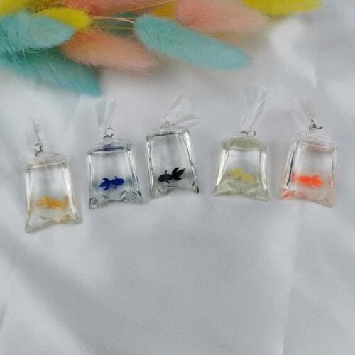 10Pcs/Lot Resin Creative Simulation Goldfish Imitation Water Bag Earrings Earrings Small Pendant Pendant DIY