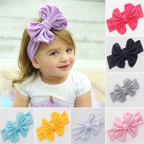 100pcs/lot DIY Simple Multi Fabrics Elasticity Girl Head Bands Baby Bowknot Wide Hair Bands Hair Styling Tools Accessory HA1043