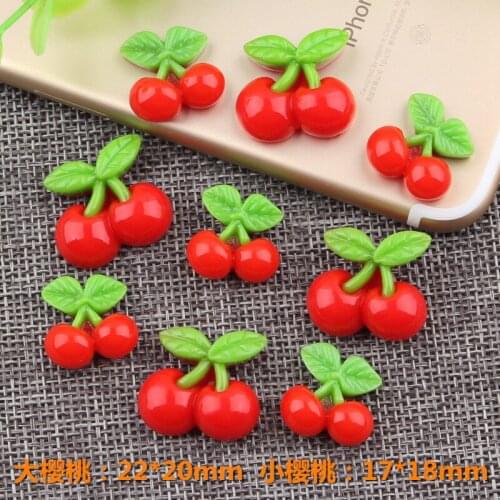 20pcs Red Resin Flatback Cherry Fruit Cabochons Dollhouse Miniatures Resin Decorations Scrapbooking