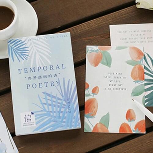 30 sheets /Box Flowers Leaf Poetry Greeting Wishing Gifts Cards Envelopes Postcards