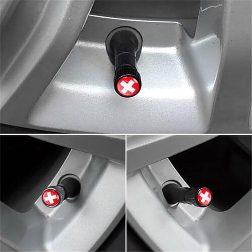 4pcs Switzerland Flag Car Tyre Tire Valve Caps Bike Motorcycle Wheel Air Valve Stem Dust Caps for Renault Alfa Romeo Mazda Kia