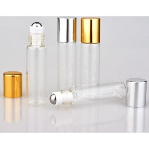 5ML clear Glass Roll On Essential Oil Empty Perfume Bottle 5cc Stainless Steel Roller Ball F20171321