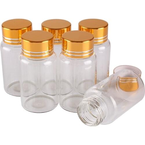 5pcs 15ml 27*50mm Glass Bottles with Golden Aluminum Caps Spice Jars Potion bottles Glass Vials Glass vessels