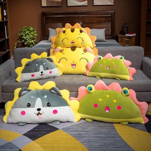 60/90cm Cartoon Animal Husky Semicircle Pillow PP Cotton Soft Tiger Подушка Bedside Cushion Almohada de peluche Couple Pillow