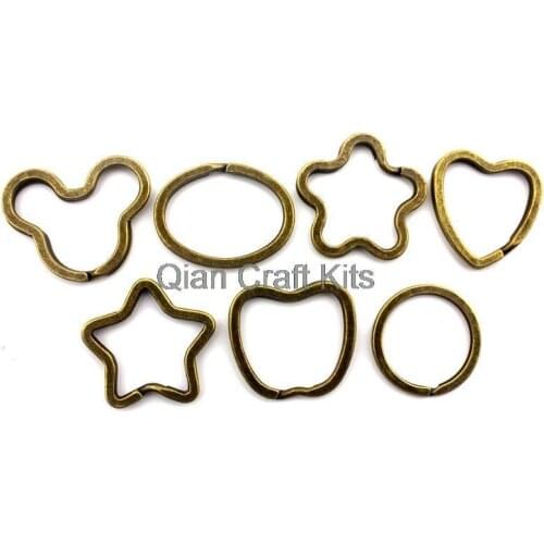 60pcs Antique Bronze Key Rings Different Patterns kawaii key ring mixed in bronze color Keychain Ring made of zinc alloy