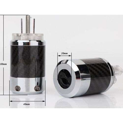 BCF4-TGR Top Clear Carbon Fiber Rhodium Plated Brass With gasket US standard AC Power IEC Female Plug DIY US Mains Power Plug
