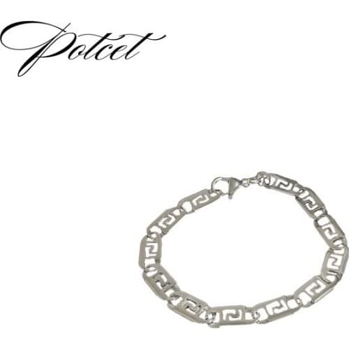 POTCET Unisex Stainless Steel Letter Irregular Titanium Steel Bracelet Geometric Hip Hop Personality Party Jewelry