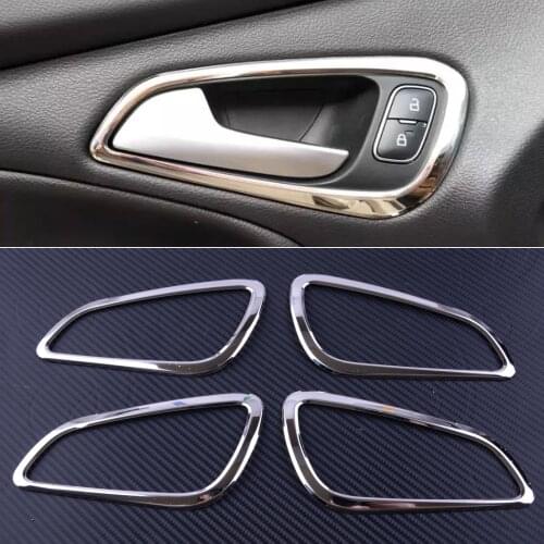 CITALL 4PCS Interior Inner Car Door Handle Bowl Frame Cover Trim Stainless Steel Styling For Ford Focus Mk3 2012 2013 2014