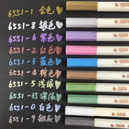 10 colour STA Metallic Colored Ink Water Chalk Pen for Scrapbook Photo Album Drawing Watercolor Art Marker Gel Pens Stationery