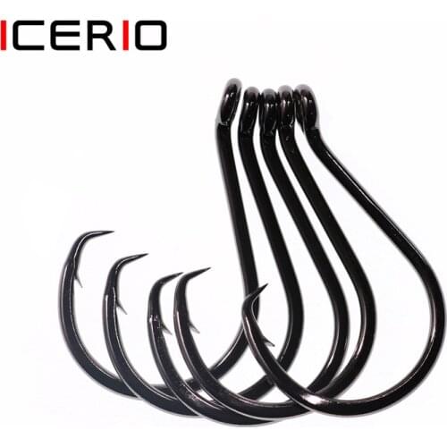 ICERIO 5pcs Barbed Fishhook Octopus Catfish Snapper Circle Saltwater Hook High Carbon Steel Offset Hooks 1#~9/0# Fishing Tackle