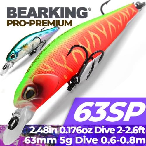 BEARKING for artificial Fishing lures minnow quality wobblers baits 6.3cm 5g suspending hot model crankbaits popper