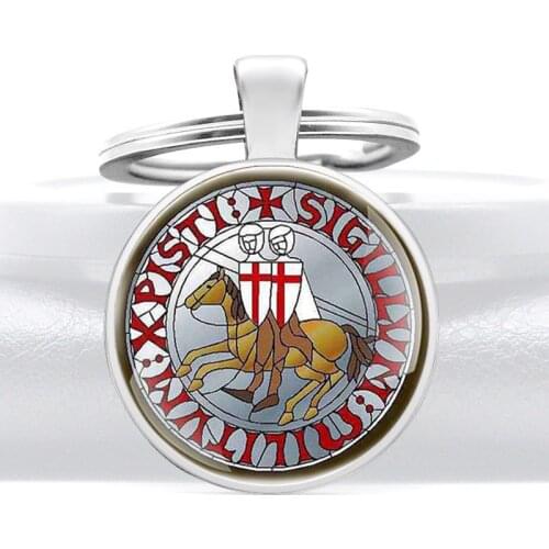 Classic Unique The Crusaders Glass Cabochon Key Rings Retro Men Women Key Chain