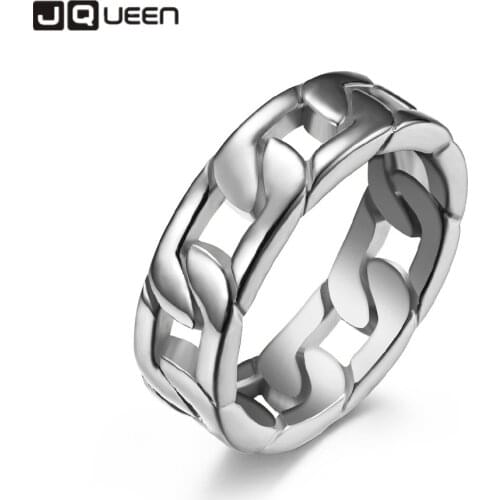 7mm Titanium Steel Braided Cuban Chain Ring Hip Hop Mens Womens Unisex Ring