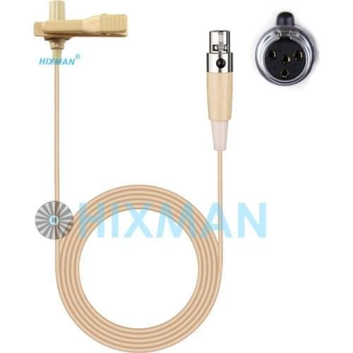 HIXMAN Beige LM3-MI OmniDirectiona Lapel Tie clip lav Lavalier Condenser Mic For Mipro Peavey Beyerdynamic Wireless system