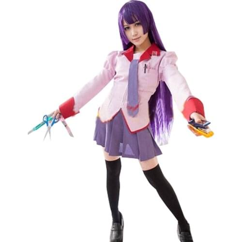 2019 Bakemonogatari Cosplay Senjougahara Hitagi Uniform Costume